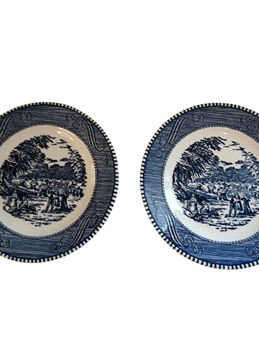 vintage Currier and Ives “The Harvest” blue bread and butter plate